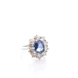 Bague Marguerite en platine, saphir et diamants - Castafiore