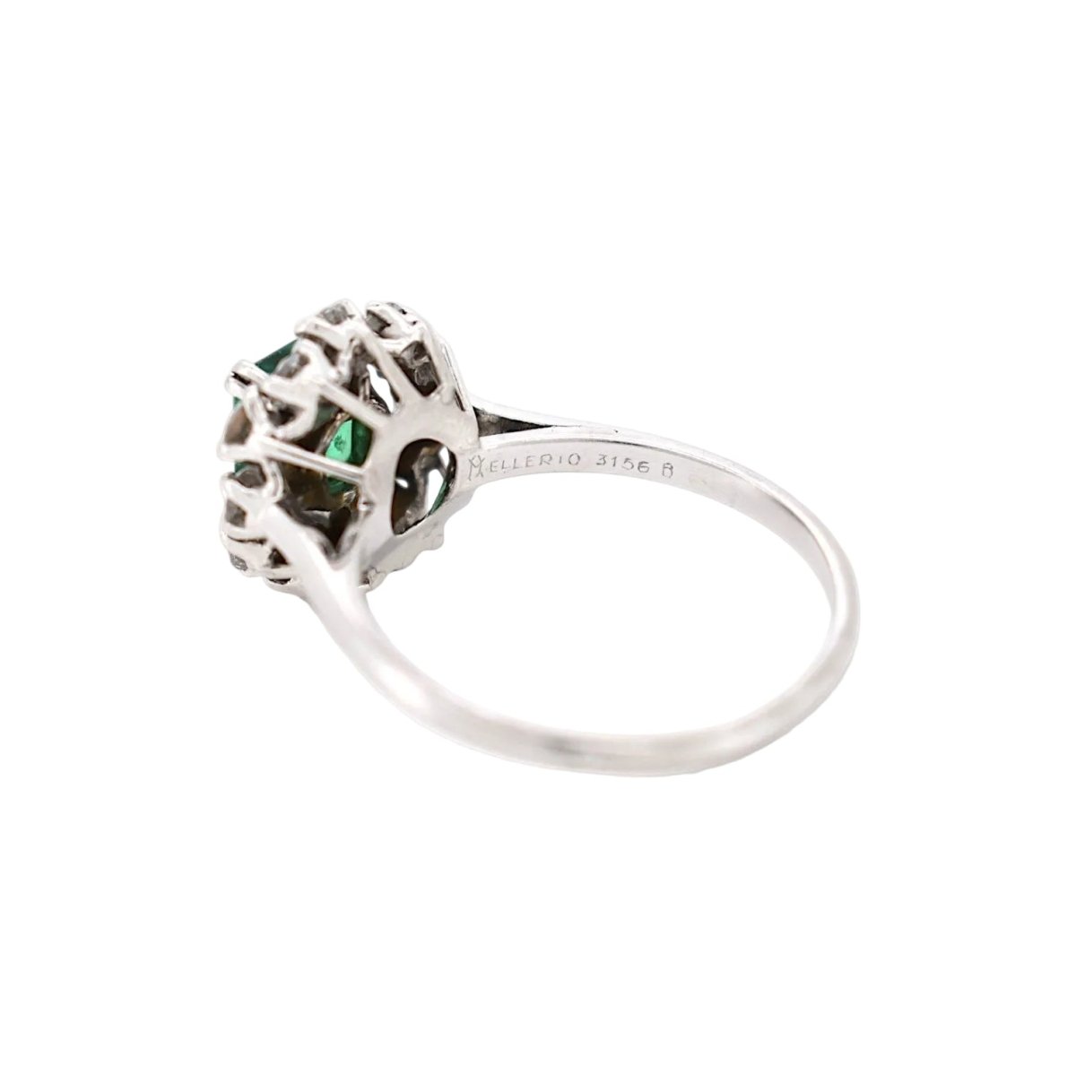 Bague Marguerite MELLERIO en platine, émeraude et diamants - Castafiore