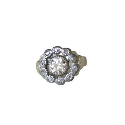 Bague marguerite or, argent, diamants - Castafiore