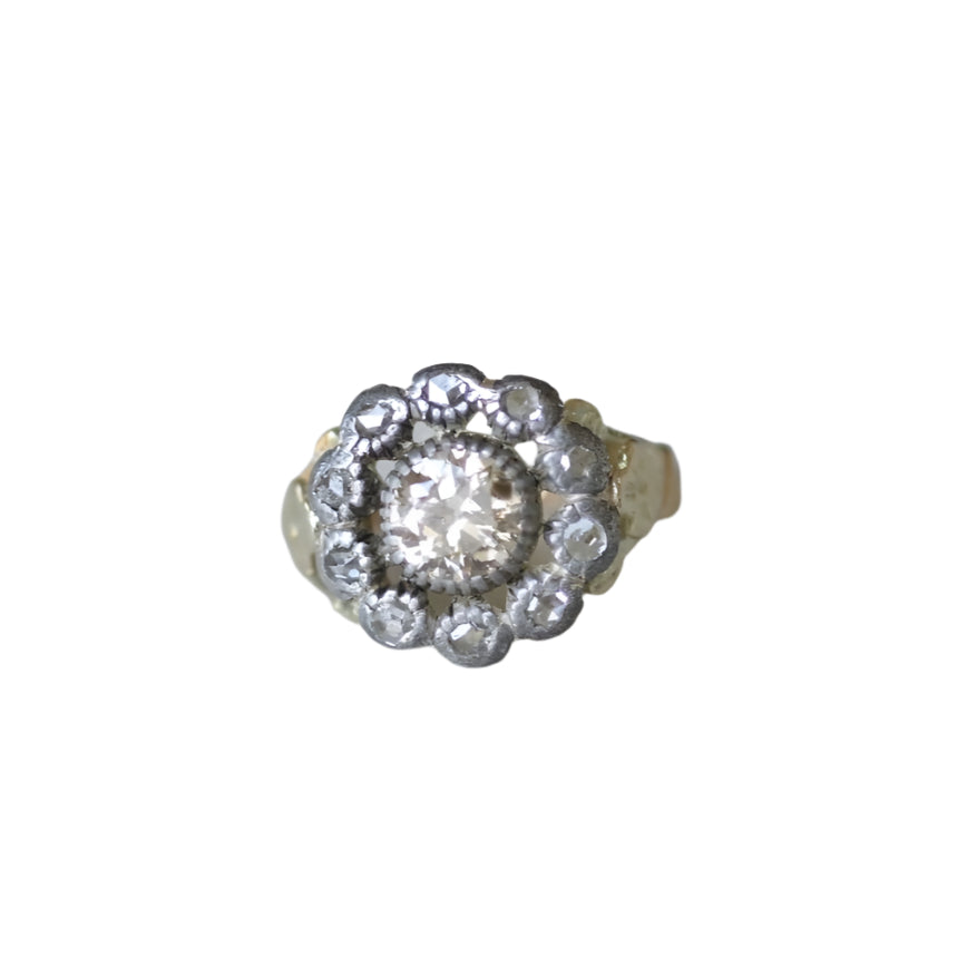 Bague marguerite or, argent, diamants - Castafiore