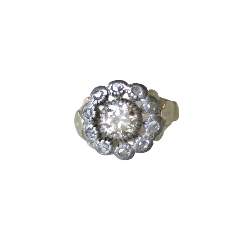 Bague marguerite or, argent, diamants - Castafiore