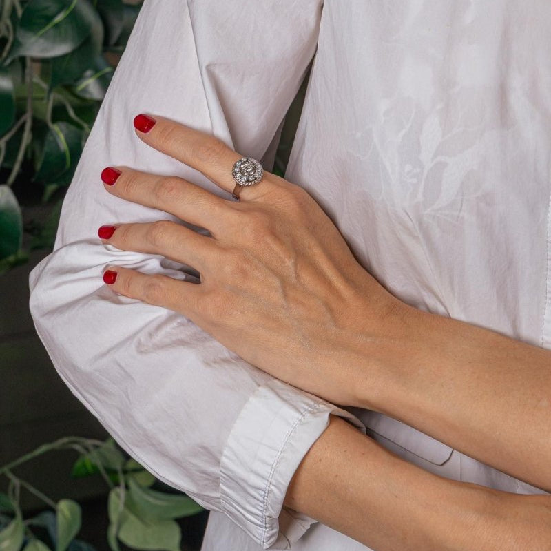 Bague Marguerite Or blanc Diamant - Castafiore