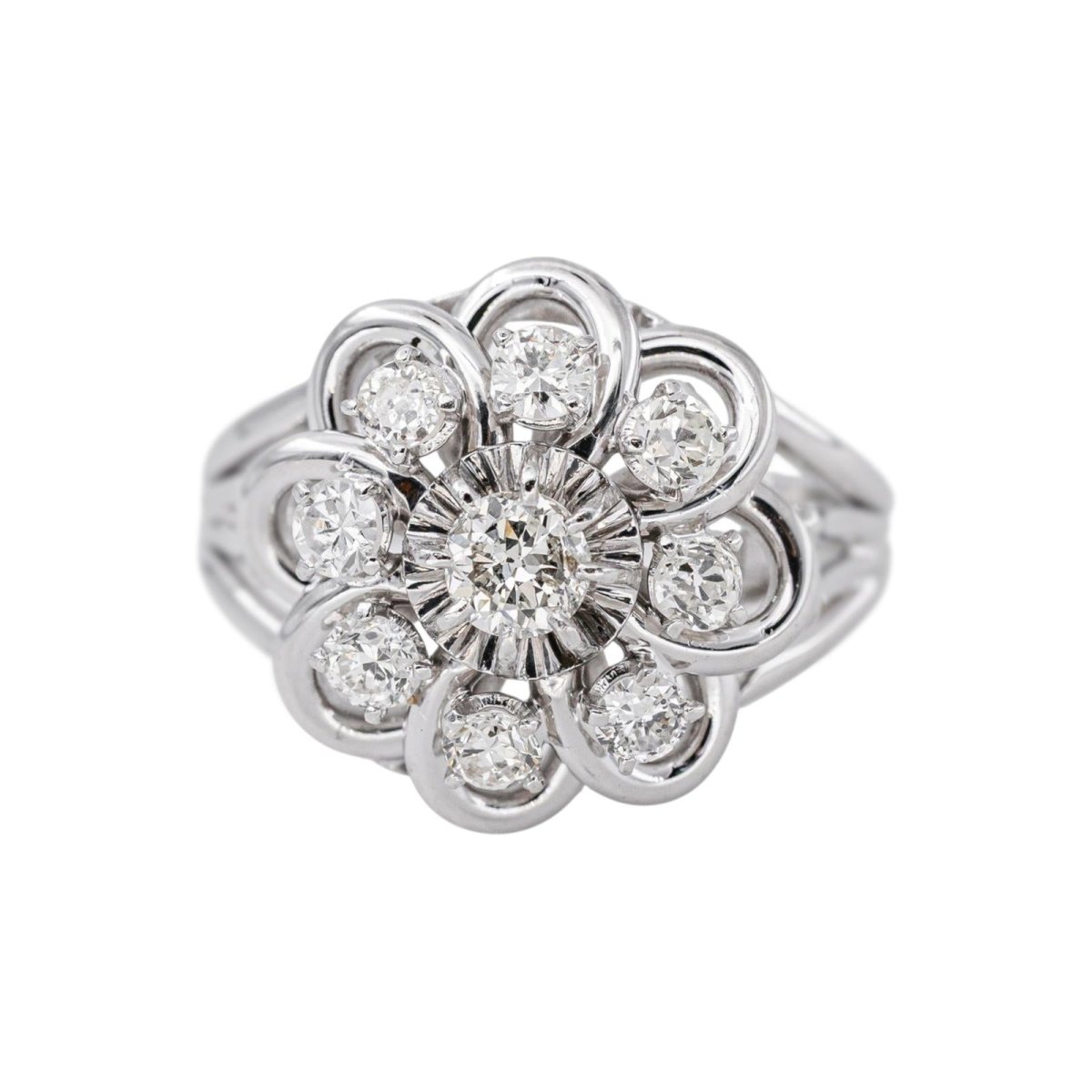 Bague Marguerite Or blanc Diamant - Castafiore