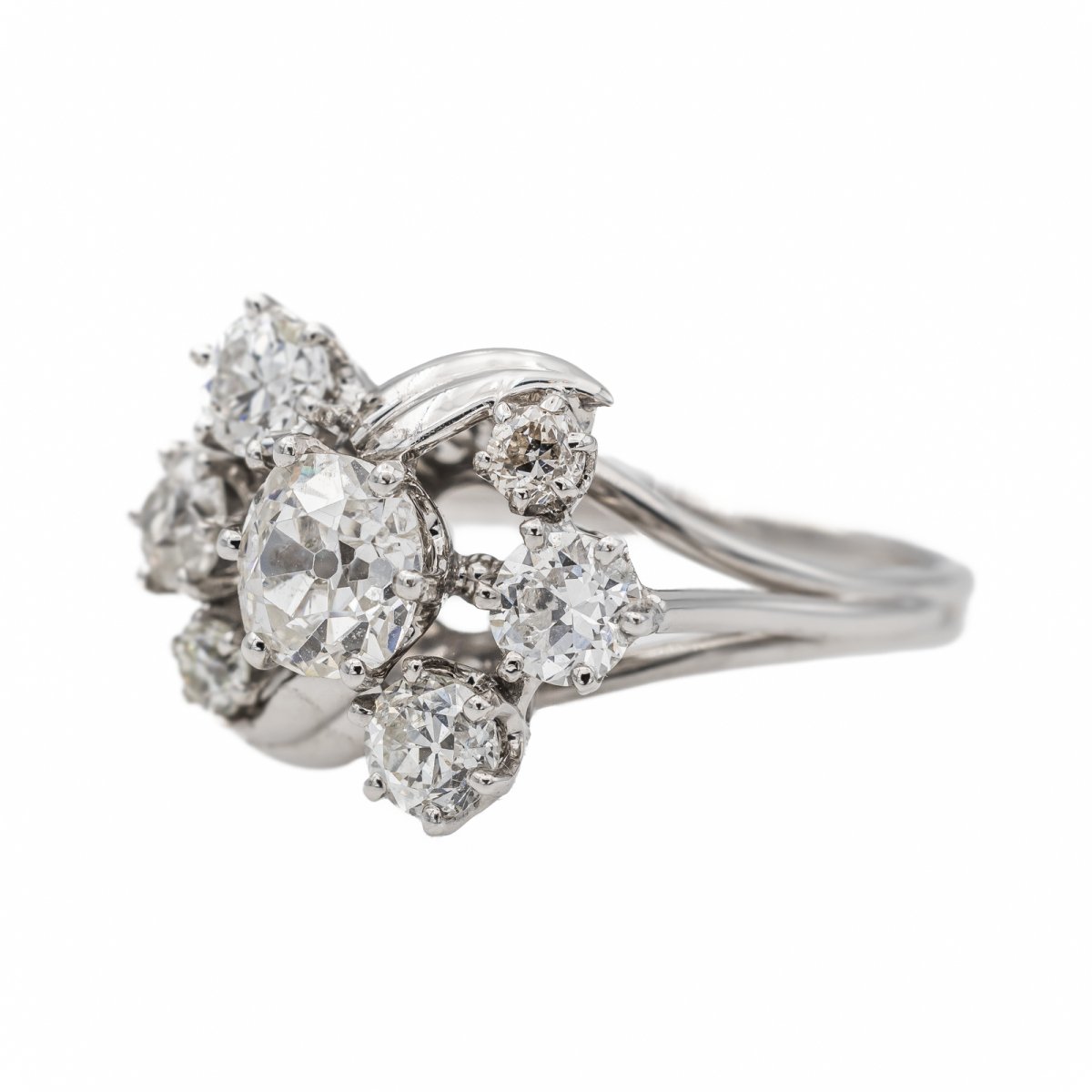 Bague Marguerite Or blanc Diamant - Castafiore