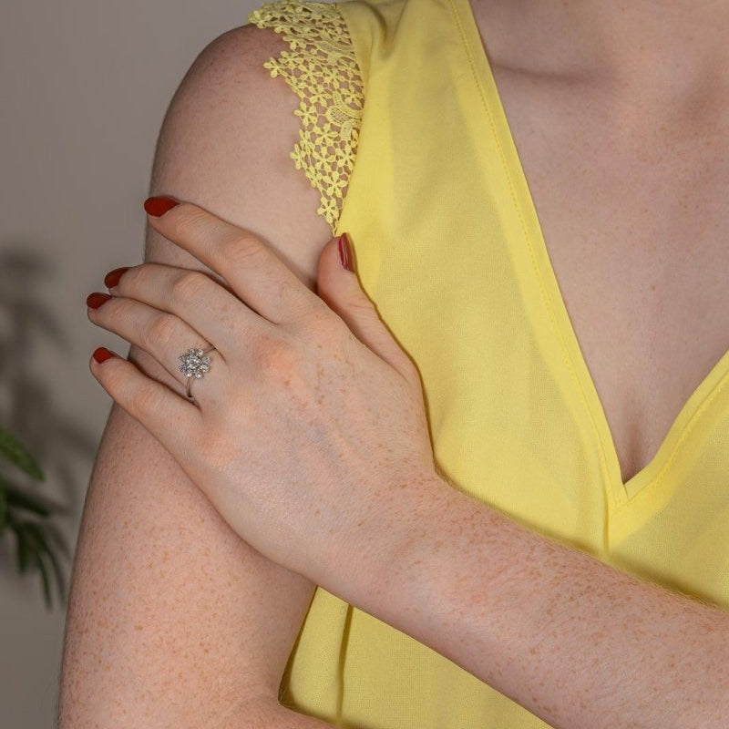 Bague Marguerite Or blanc Diamant - Castafiore