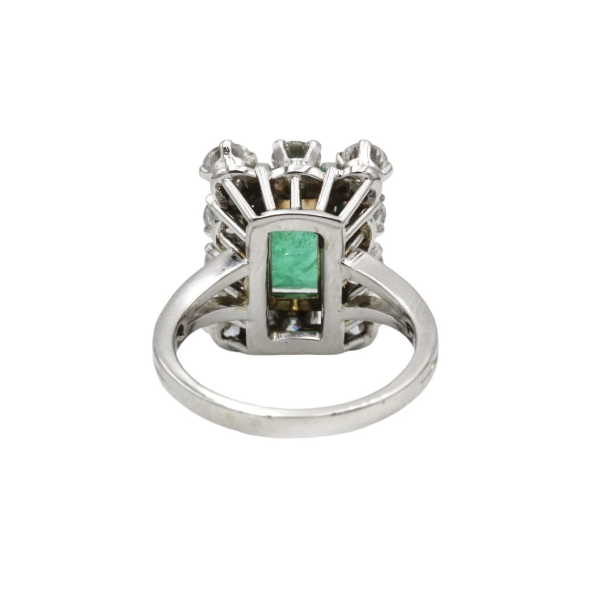 Bague Marguerite or blanc, émeraude et diamants - Castafiore