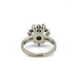 Bague Marguerite - Or blanc, Platine, Emeraude & Diamants - Castafiore