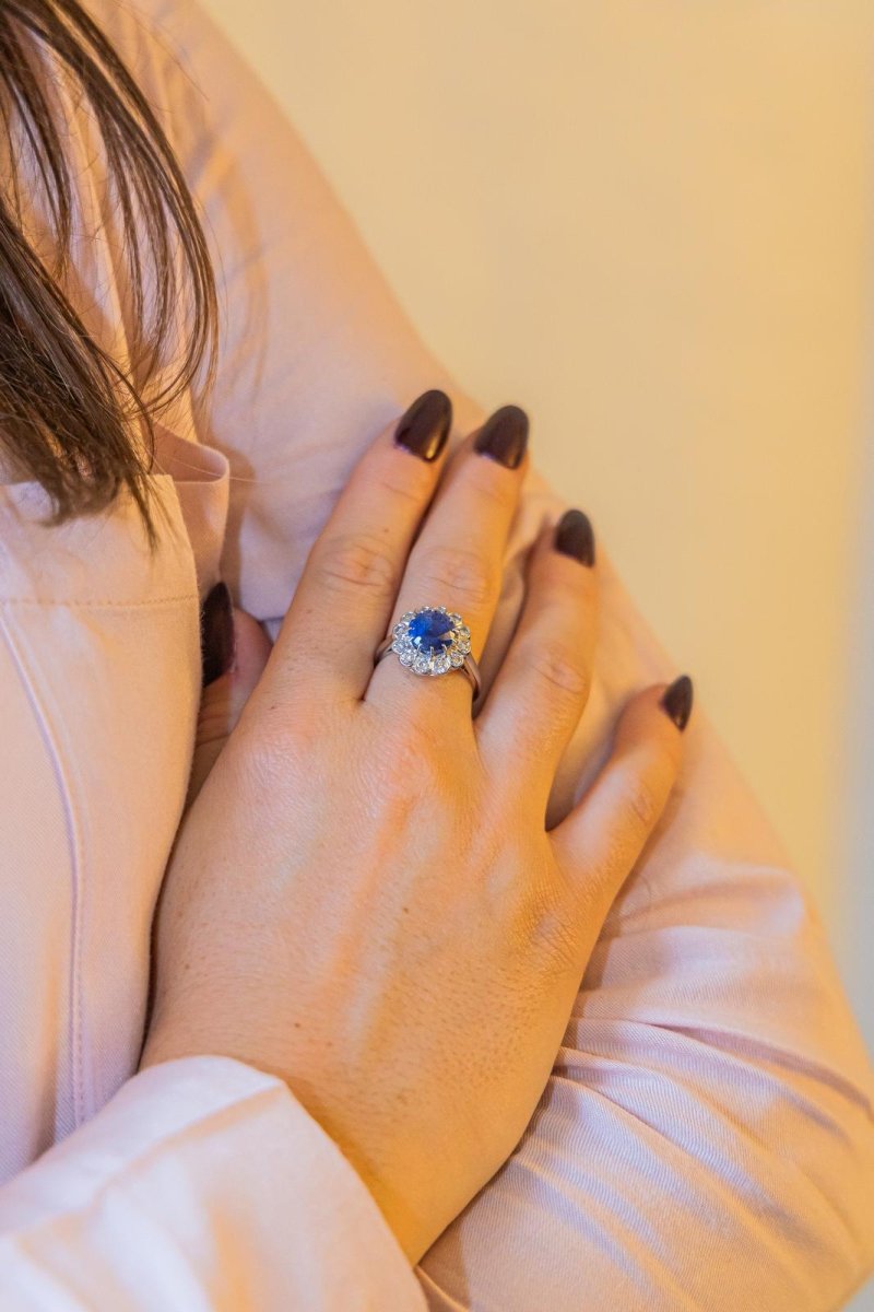 Bague Marguerite Or blanc Saphir - Castafiore
