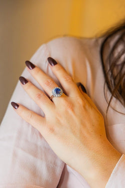 Bague Marguerite Or blanc Saphir - Castafiore