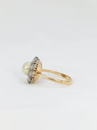 Bague marguerite or jaune argent diamants perle fine - Castafiore