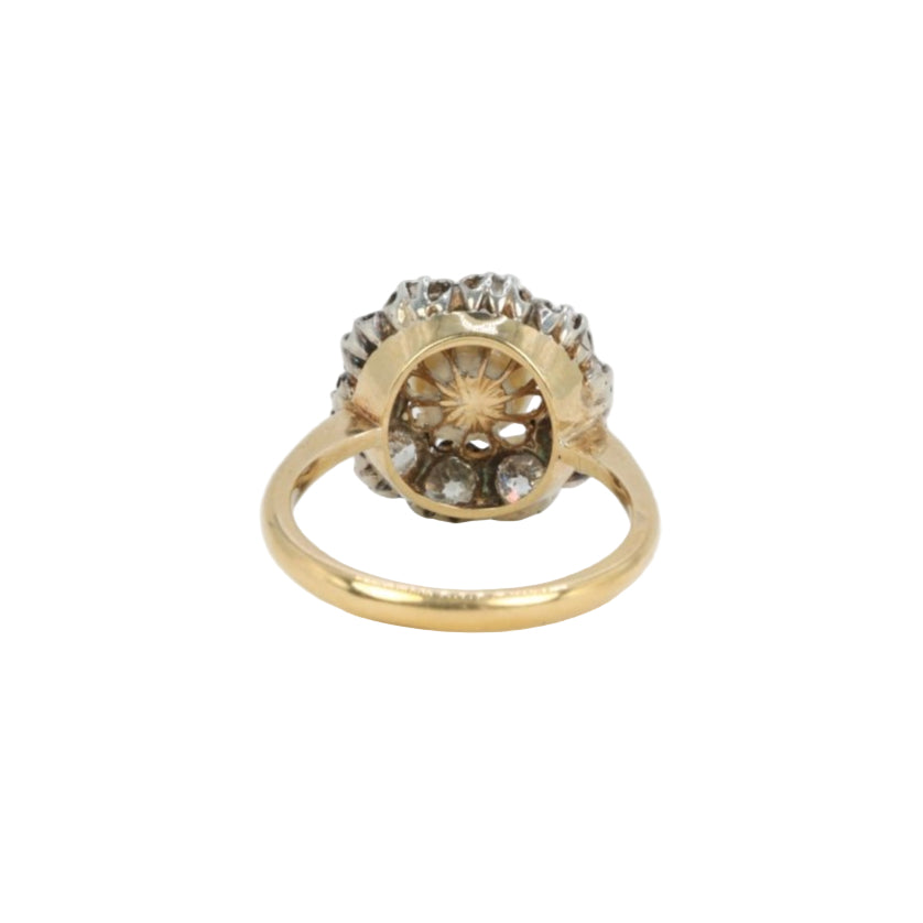 Bague marguerite or jaune argent diamants perle fine - Castafiore