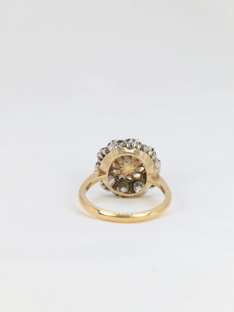 Bague marguerite or jaune argent diamants perle fine - Castafiore