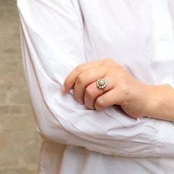 Bague marguerite or jaune argent diamants perle fine - Castafiore