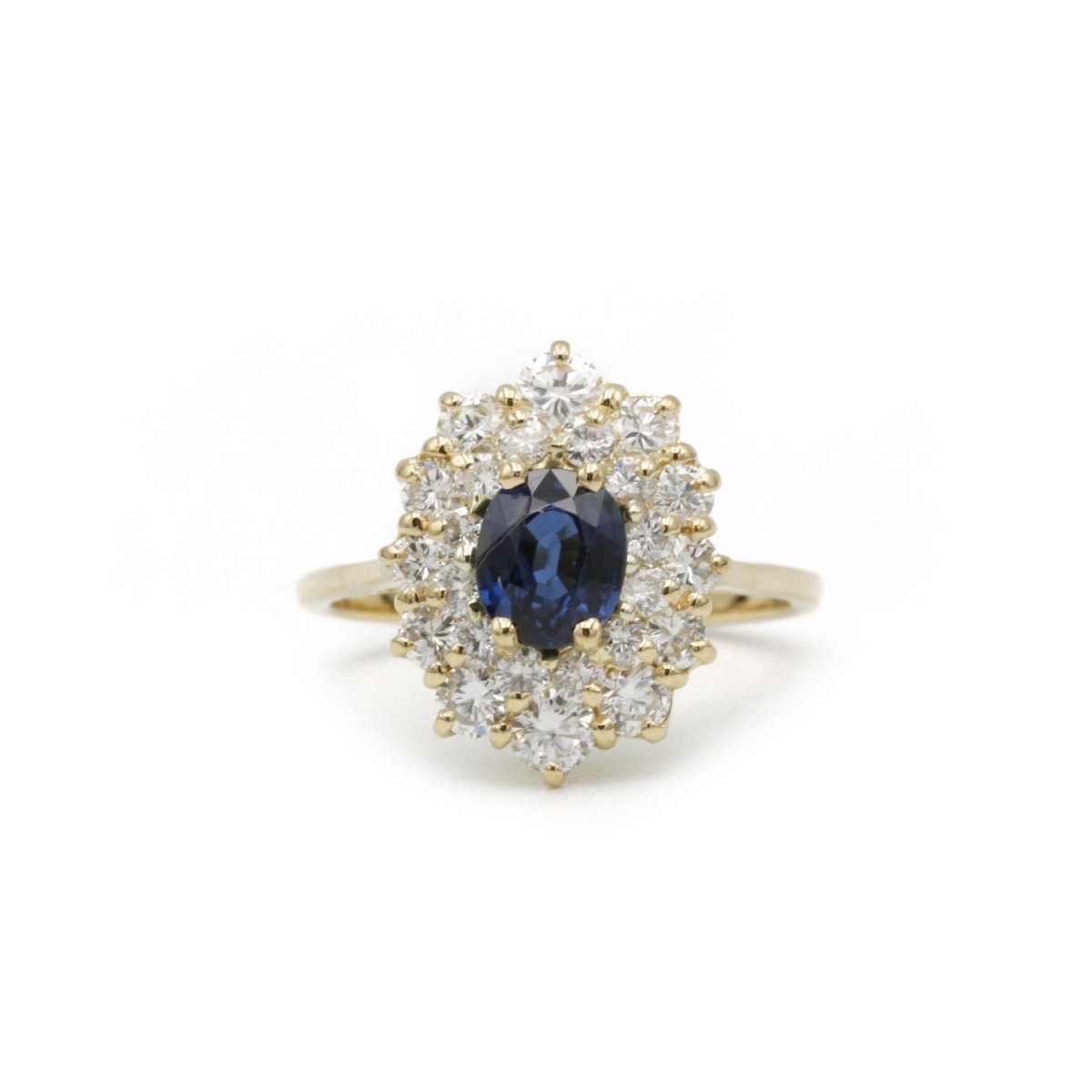 Bague Marguerite Or Jaune avec Saphir et Diamants - Castafiore