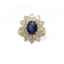 Bague Marguerite - Or jaune, Diamants & Saphir - Castafiore