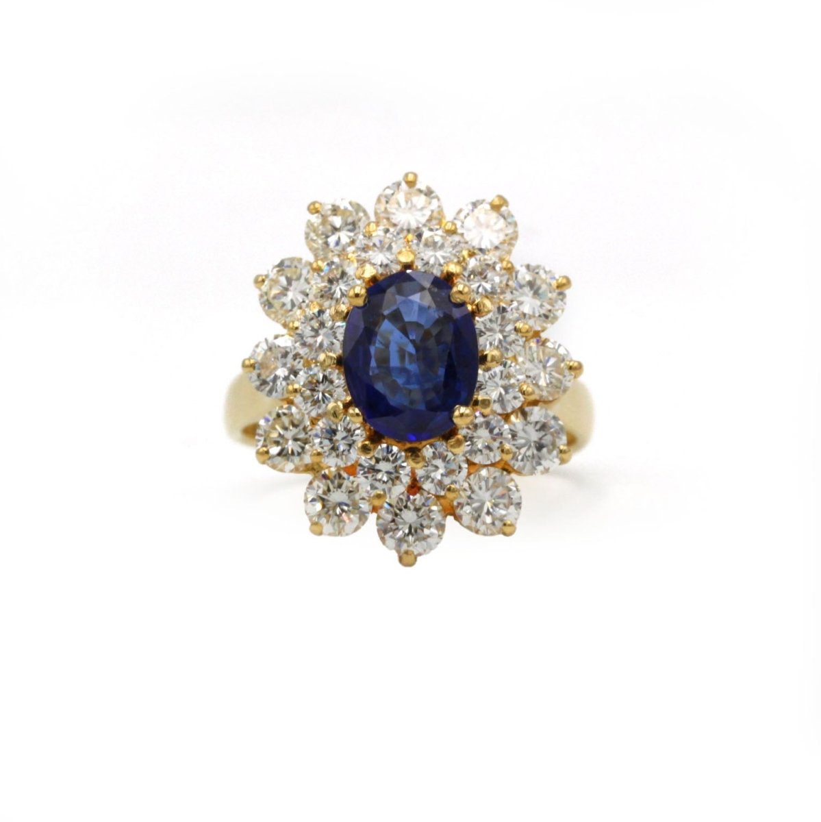 Bague Marguerite - Or jaune, Diamants & Saphir - Castafiore