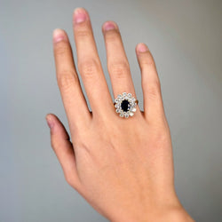 Bague Marguerite - Or jaune, Diamants & Saphir - Castafiore