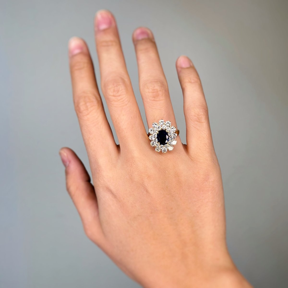 Bague Marguerite - Or jaune, Diamants & Saphir - Castafiore