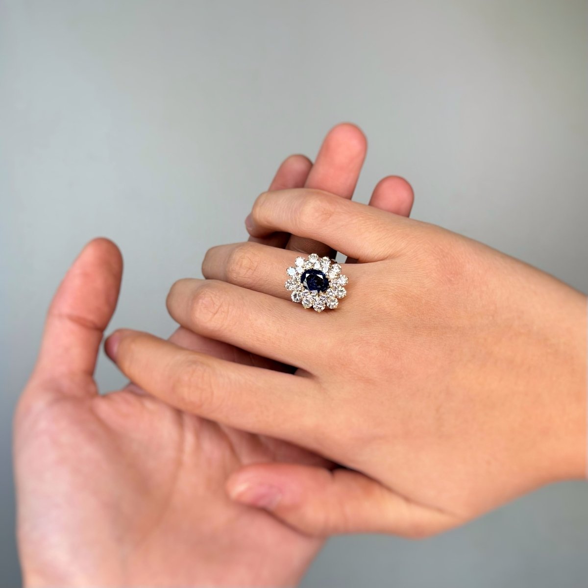 Bague Marguerite - Or jaune, Diamants & Saphir - Castafiore