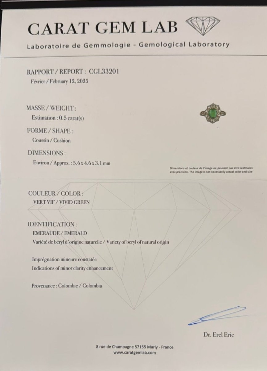 Bague Marguerite - Or jaune, émeraude et diamants - Castafiore