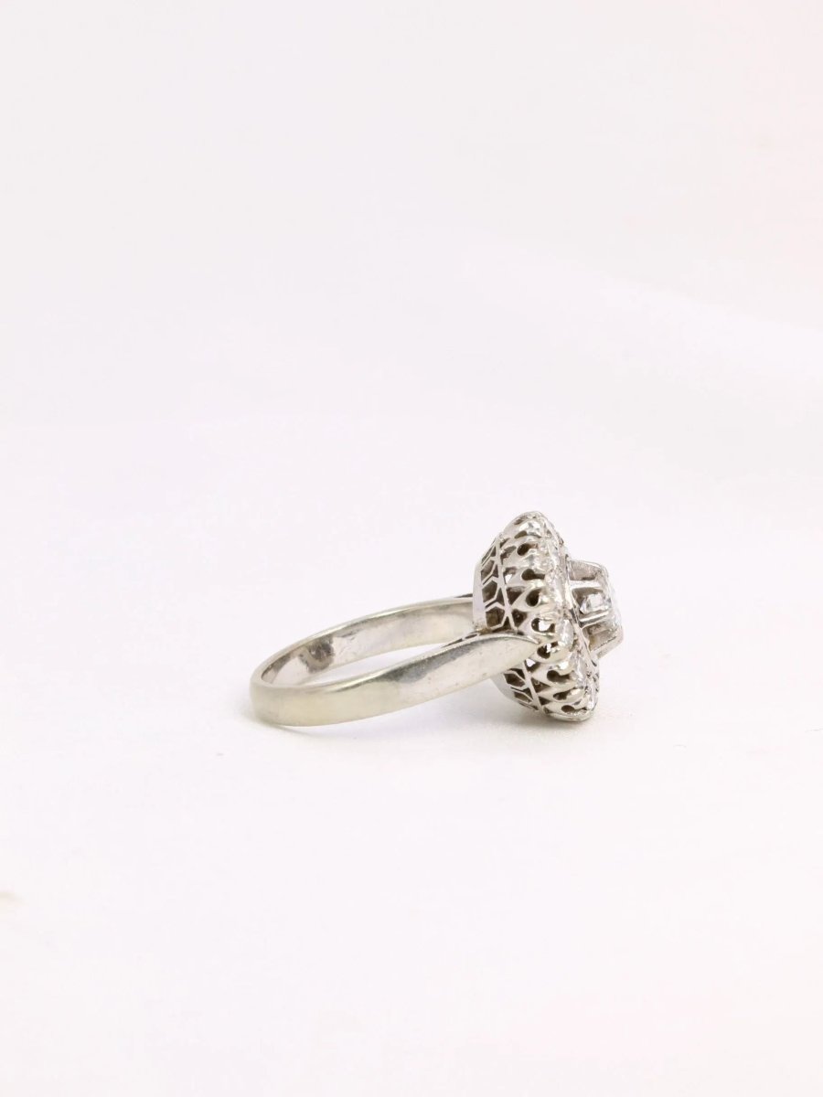 Bague marguerite or platine diamants 1,2 ct - Castafiore