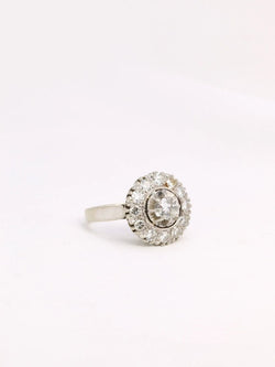 Bague marguerite or platine diamants 1,2 ct - Castafiore