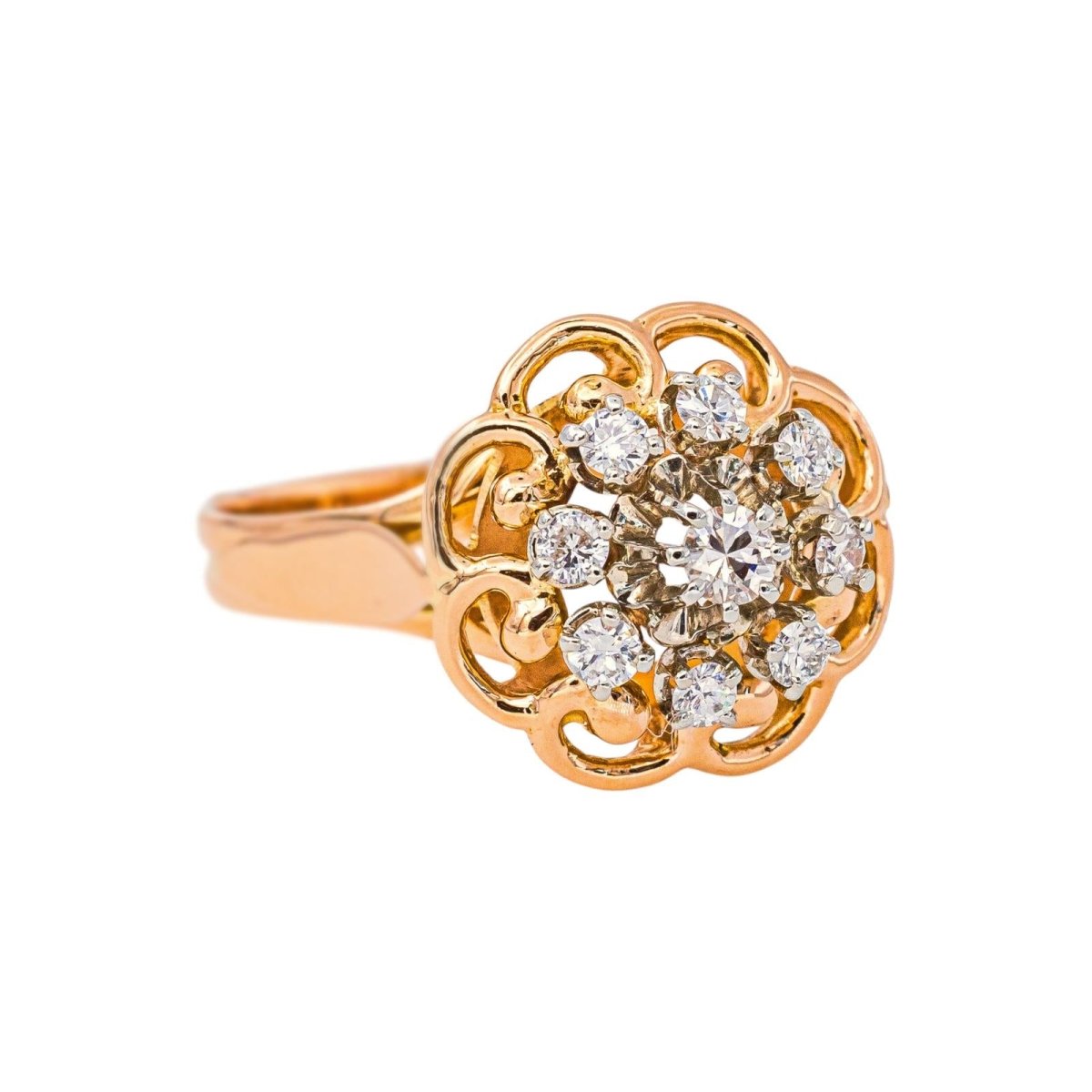 Bague Marguerite Or rose Diamant - Castafiore