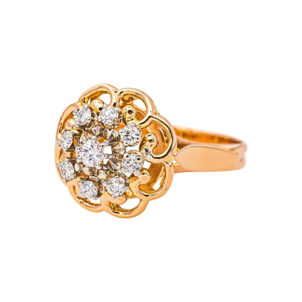 Bague Marguerite Or rose Diamant - Castafiore