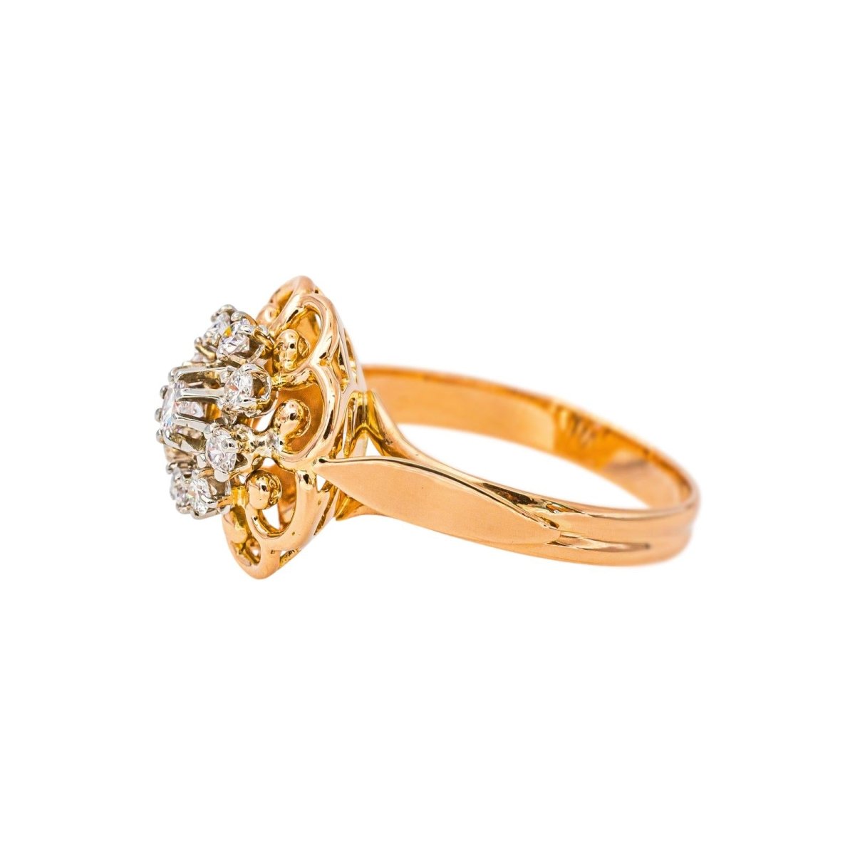 Bague Marguerite Or rose Diamant - Castafiore