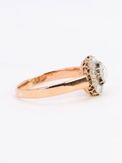 Bague marguerite or rose diamants taille rose 0.7 carat - Castafiore