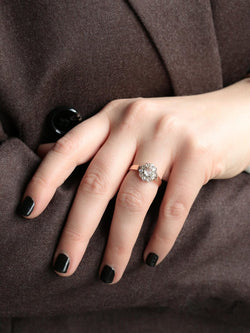 Bague marguerite or rose diamants taille rose 0.7 carat - Castafiore