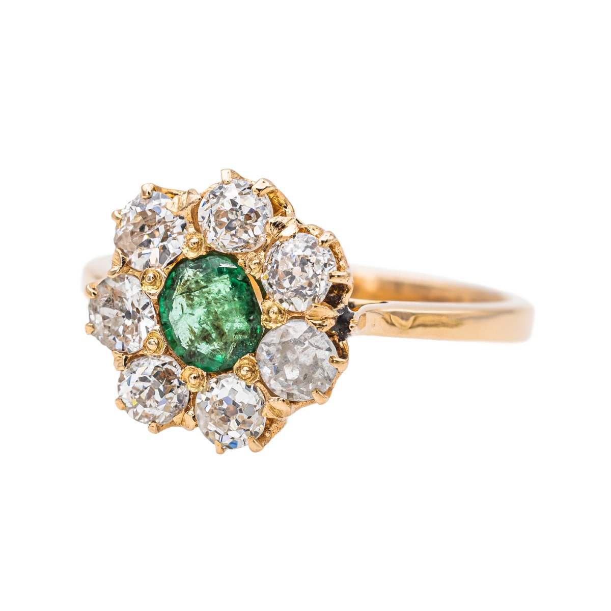 Bague Marguerite Or rose Emeraude - Castafiore