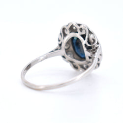 Bague Marguerite Or Saphir et Diamants - Art Déco - Castafiore