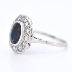 Bague Marguerite Or Saphir et Diamants - Art Déco - Castafiore