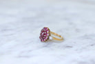 Bague marguerite rubis cabochon et diamants - Castafiore