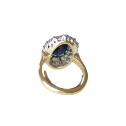 Bague Marguerite Saphir 4,60 Cts Entourage Diamants - Castafiore