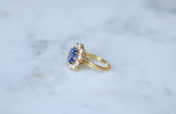 Bague Marguerite Saphir Ceylan 1.70 Cts et Diamants sur Or jaune - Castafiore