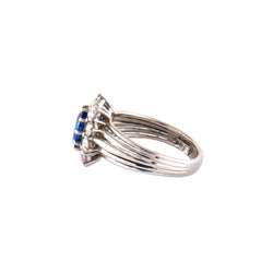 Bague MARGUERITE Saphir Ceylan intense en platine et diamants - Castafiore