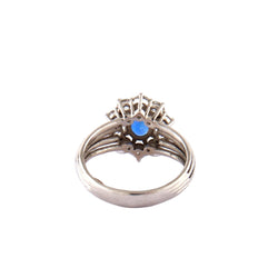 Bague MARGUERITE Saphir Ceylan intense en platine et diamants - Castafiore
