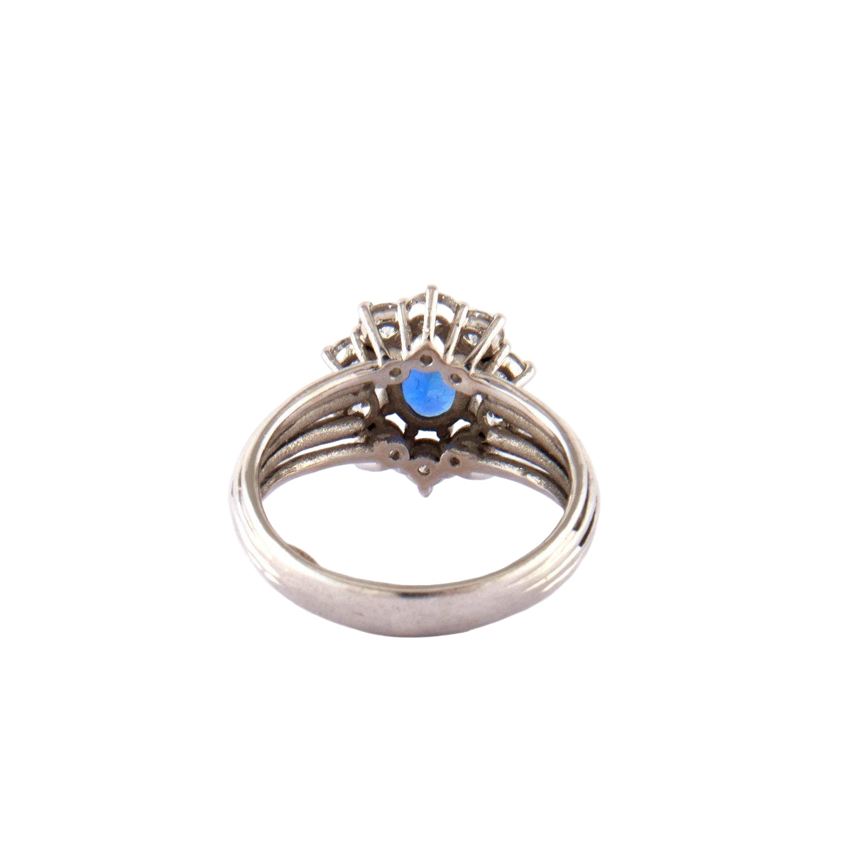 Bague MARGUERITE Saphir Ceylan intense en platine et diamants - Castafiore