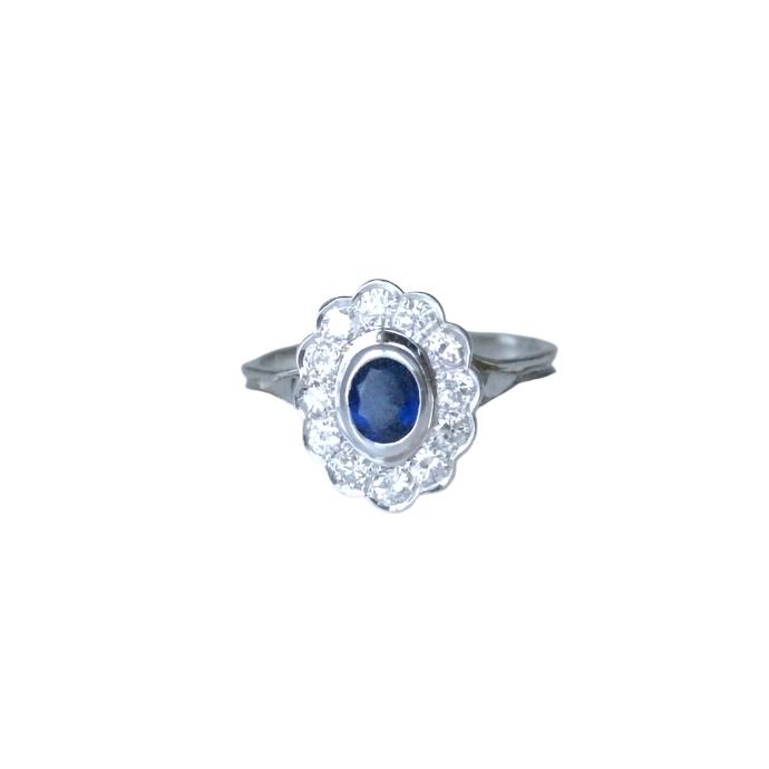 Bague marguerite saphir entourage diamants - Castafiore