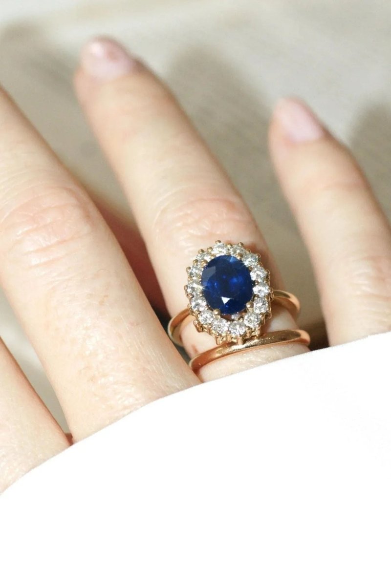 Bague Marguerite Saphir et Diamants sur Or jaune - Castafiore