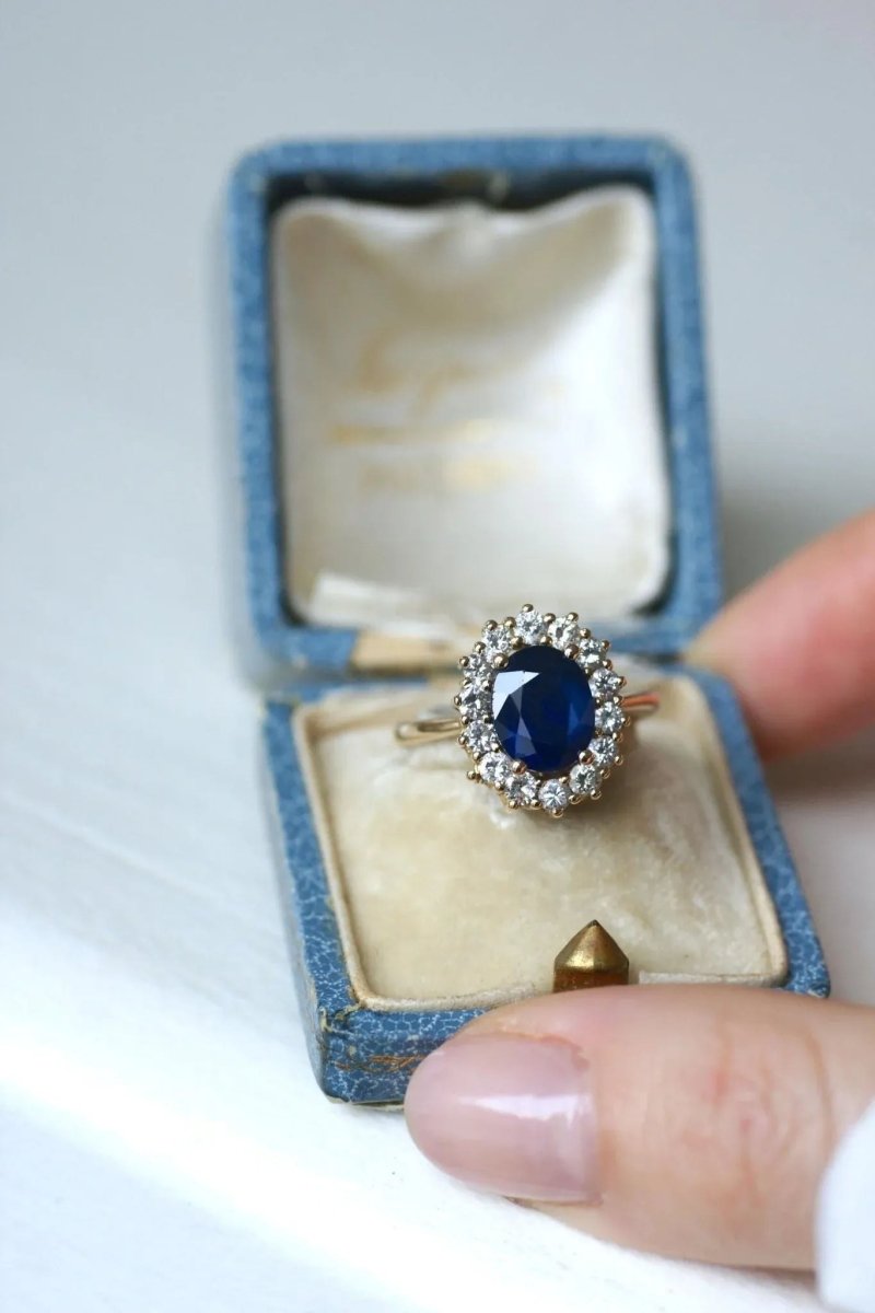 Bague Marguerite Saphir et Diamants sur Or jaune - Castafiore