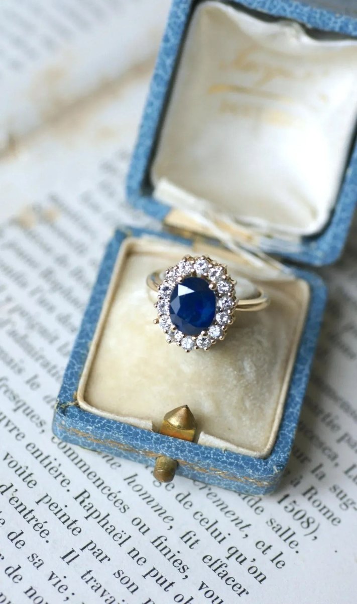 Bague Marguerite Saphir et Diamants sur Or jaune - Castafiore