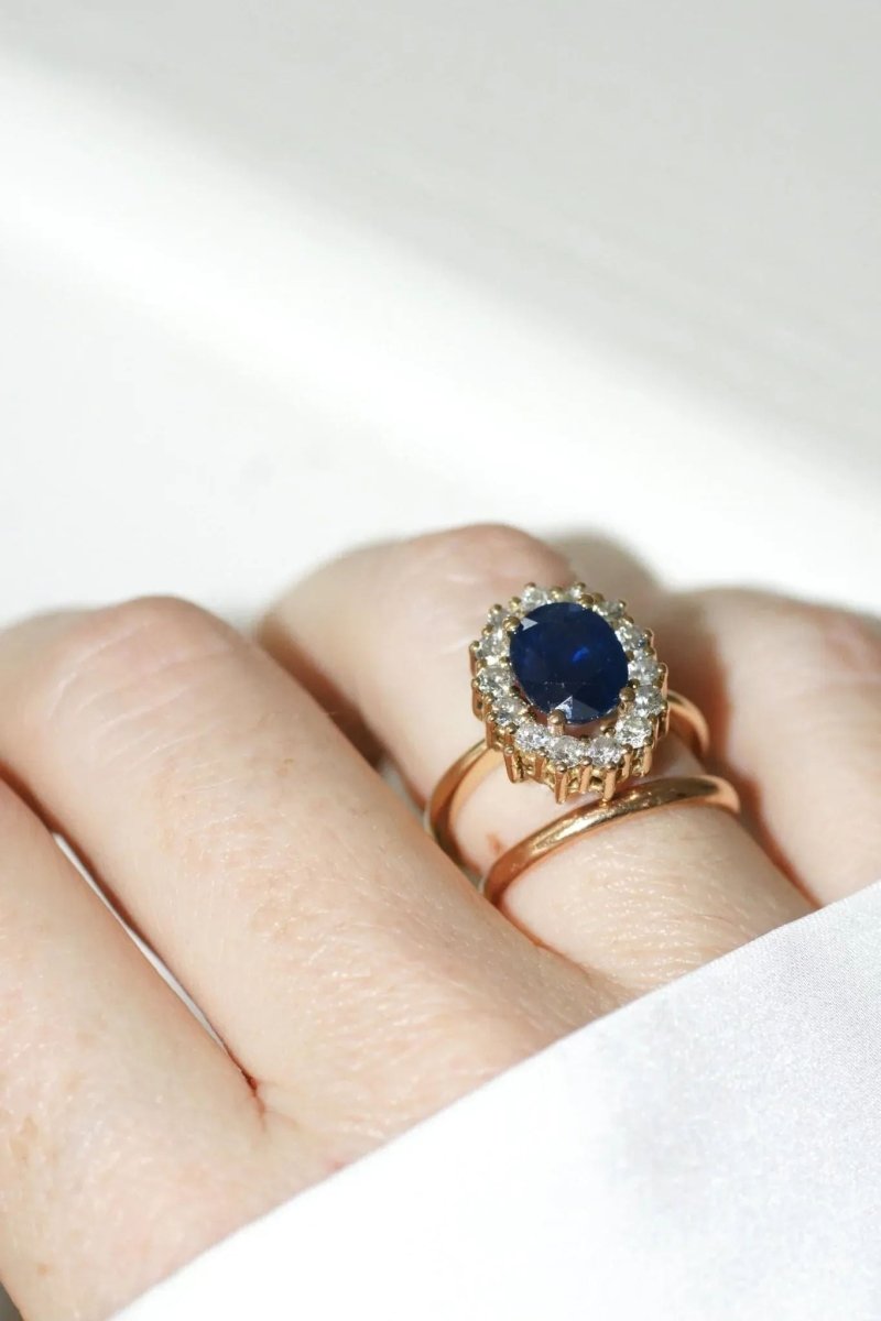 Bague Marguerite Saphir et Diamants sur Or jaune - Castafiore