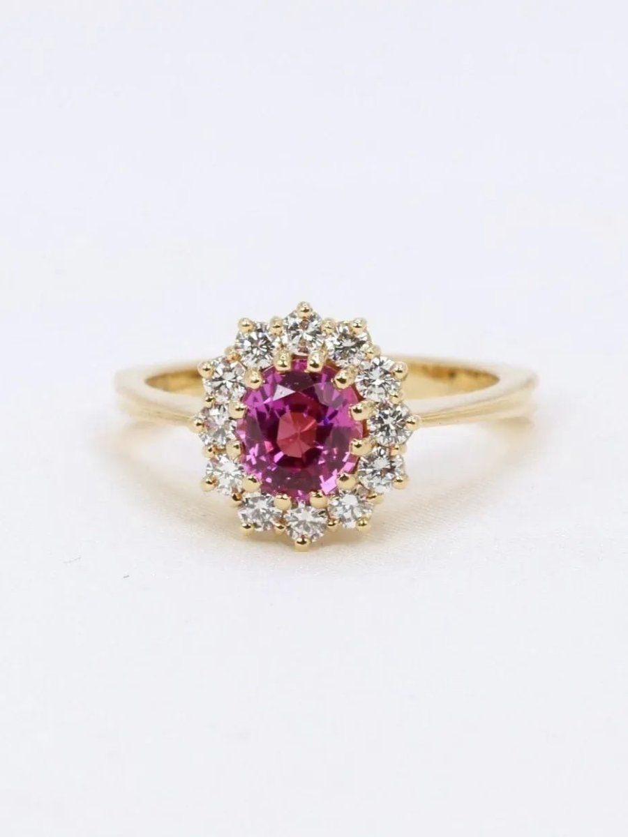 Bague marguerite saphir rose 1,3 ct - Castafiore