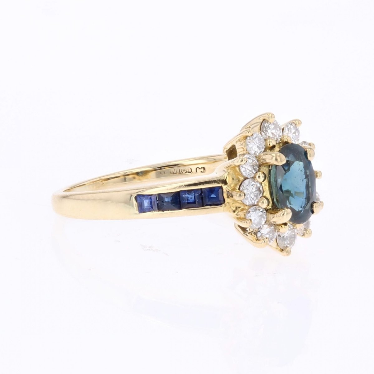 Bague marguerite saphirs diamants et saphirs calibrés - Castafiore