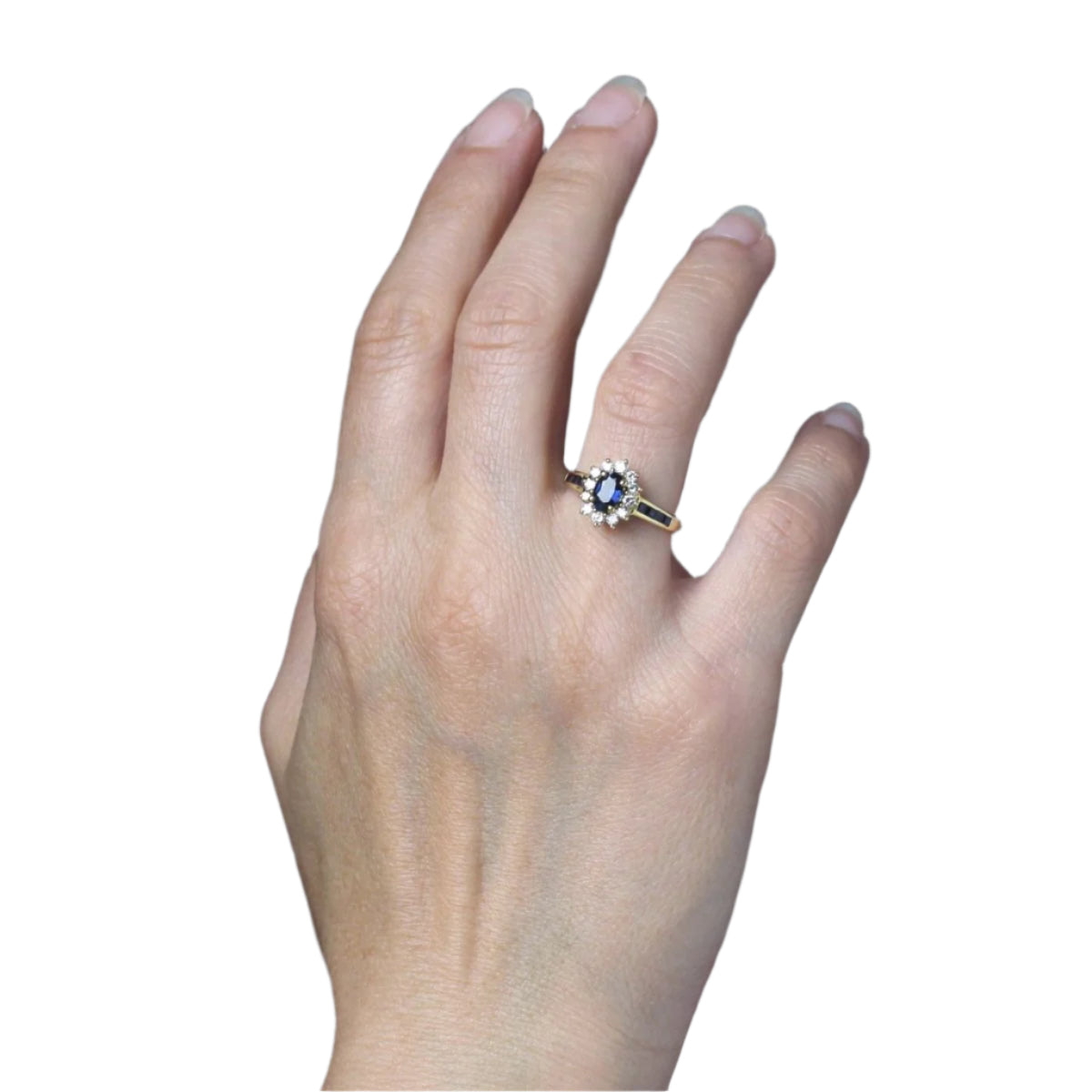 Bague marguerite saphirs diamants et saphirs calibrés - Castafiore