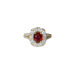 Bague Marguerite Spinelle Entourage Diamants - Castafiore