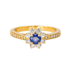Bague Marguerite TIFFANY & CO. en or jaune, saphir et diamants - Castafiore